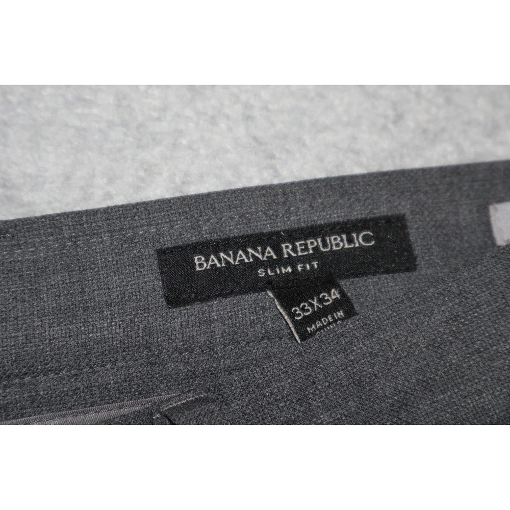 Banana Republic Slim Fit Men 33x30 Gray Wool Blend Tailoring Dress Pants